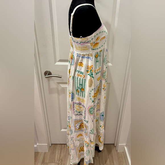 NWT Paper Heart linen blend Italian fruit and cocktail inspired print dress - S - Picture 5 of 16